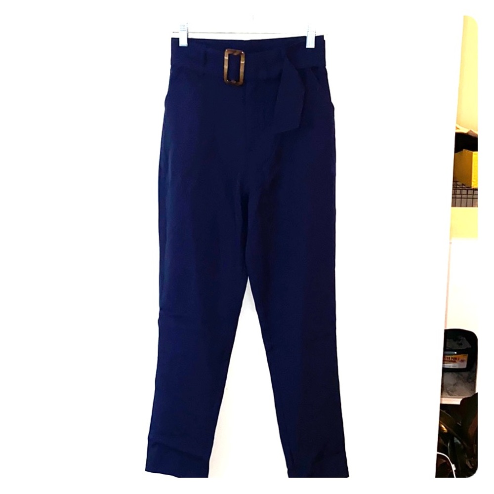 Navy Pants with Belt